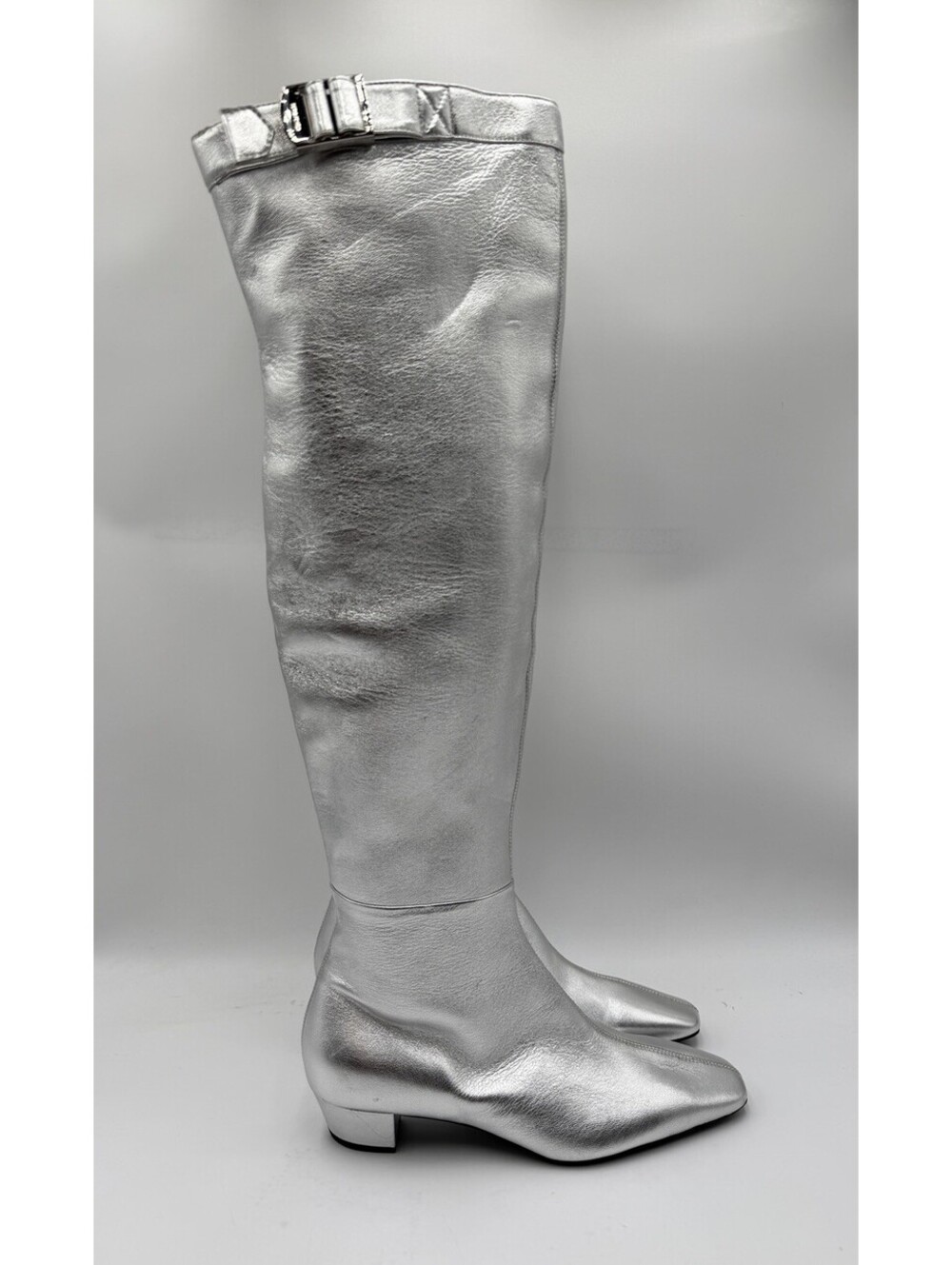 Tom Ford Women's Metallic Over-the-knee Boots Silver Size 38.5